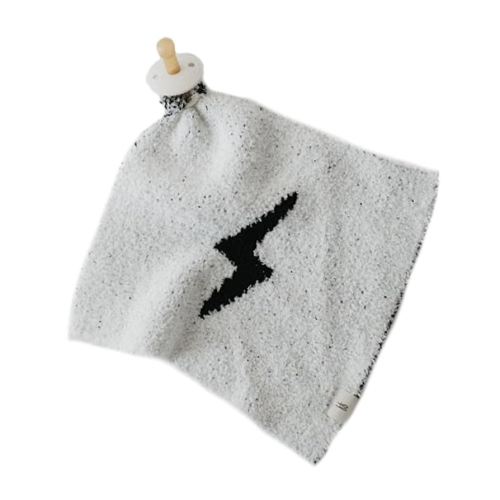 Forever French Baby | Lovey | Pacifier Holder | Lovey Gifts | Boy & Girl | Ideal for Age 0 Months & Up | Microfiber Feather Yarn | Pacifier Not Included (Lightning Bolt)