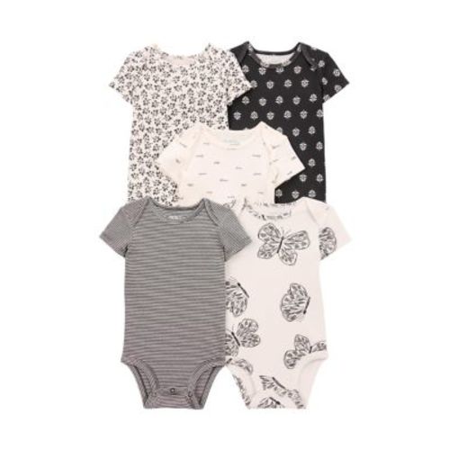 Baby Girls Short Sleeve Printed Bodysuits - 5 Pack