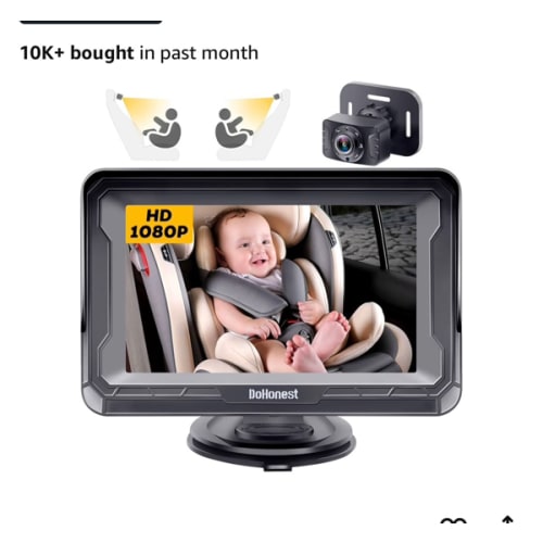 DoHonest Baby Car Camera HD 1080P - Rear-Facing Car Baby Monitor with Night Vision, Adjustable View Angle, Easy Setup, Anti-Glare Display, Safety for Kids & Infants