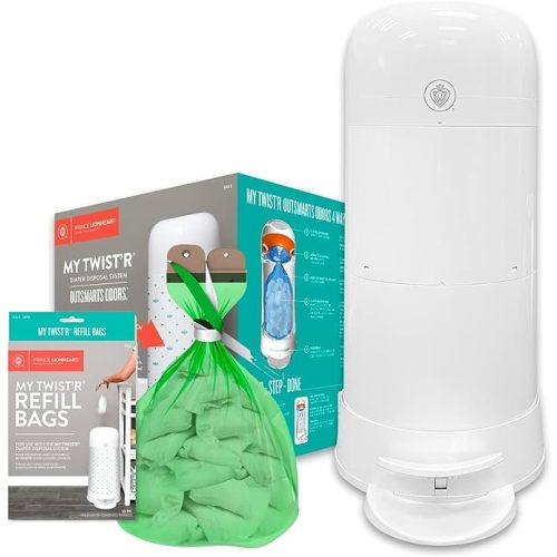 Prince Lionheart My Twist’R Diaper Pail Made in USA with Refill Bags Included - Hands Free Patented Design Completely Eliminates Odors - Easy to Use, Customize to Match Nursery