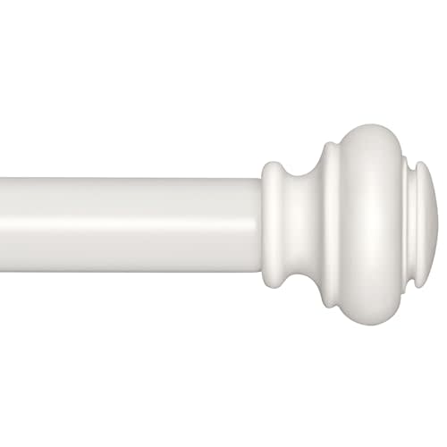 SIMEWIN Heavy Duty Curtain Rods for Windows 48 to 84 Inches, 1 Inch White Curtain Rods for Bedroom, Living Room, Patio, Kitchen, Adjustable Curtain Rods with Classic Finials, White Finishing