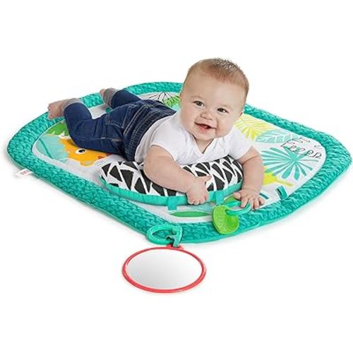 Bright Starts Totally Tropical Prop & Play Tummy Time Mat, Baby Play Mat, Tummy Time Pillow, Sensory Toys, Ages Newborn +