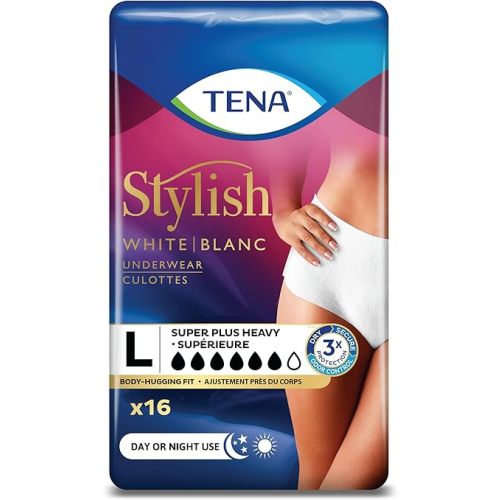 TENA Women Super Plus Disposable Underwear Female Pull On with Tear Away Seams Large, 54286, Super Plus, 16 Ct