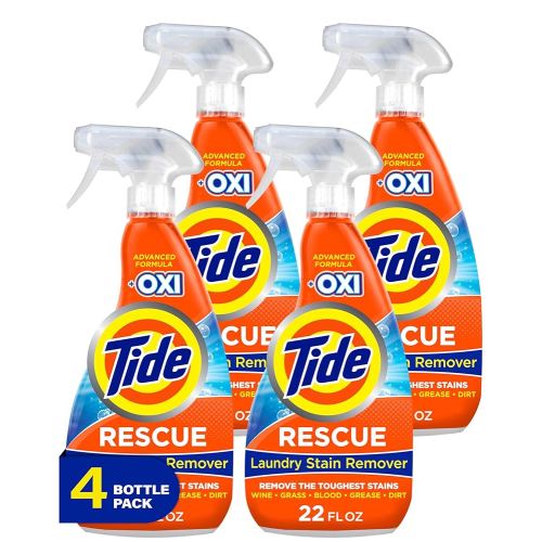 Tide Laundry Stain Remover with Oxi, Rescue Clothes, Upholstery, Carpet and more from Tough Stains, Stain Treater, 22 Fl Oz (Pack of 4)