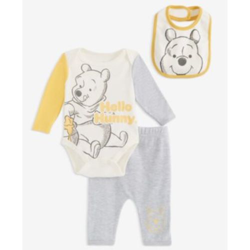 Baby Winnie-the-Pooh Bib, Bodysuit & Pants, 3 Piece Set
