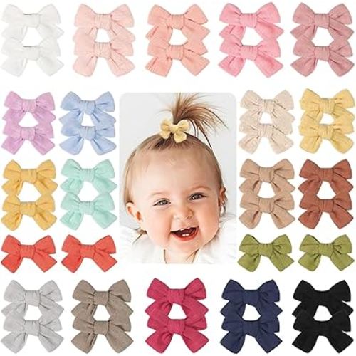 JOYOYO Baby Bows Clips in 20 Colors,Cotton Linen Fabric Hair Bows Alligator Hair Clips Barrettes and Hair Accessories for Baby Girls,Toddlers,Kids