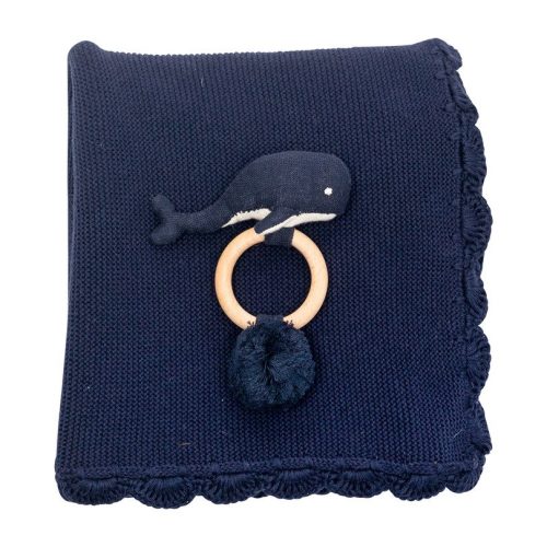 Organic Cotton Heirloom Baby Gift Set, Navy - Blankets & Quilts - Maisonette