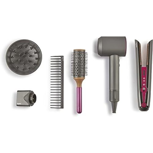 Casdon Dyson Toys - Supersonic & Corrale Deluxe Styling Set - Toy Straightener & Hairdryer with Real Function - Features Interactive Lights & Sounds - for Children Aged 3+