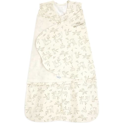 HALO 100% Cotton Sleepsack Swaddle, 3-Way Adjustable Wearable Blanket, TOG 1.5, Lullaby Forest, Small, 3-6 Months