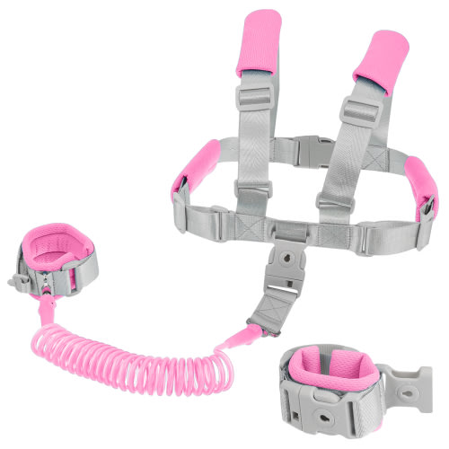 sixwipe 2 in 1 Toddler Leash, Anti Lost Wrist Link for Kids, Safety Harness with Lock for Child, Toddler Harness, Child Leashes for Toddlers, Not Easy to Open Without Key(Pink)