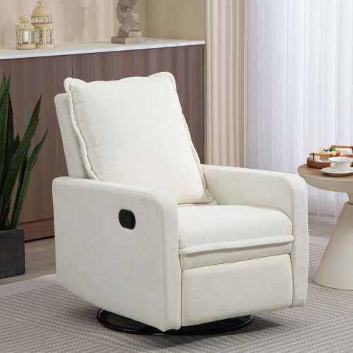 HSUNNS 360° Swivel Rocker Recliner for Adults, Small Rocking Recliner for Small Spaces, Nursery Glider Recliner, Rocking Chair , Manual Recliner Chair for Living Room, Bedroom, White