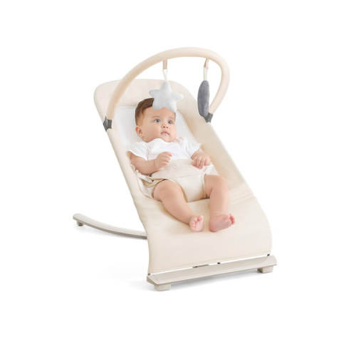 3-in-1 Portable Baby Bouncer & Rocker Chair for Newborn to Toddler - 4 Adjustable Recline Positions, Breathable Cotton Fabric, Natural Vibration, Supports Up to 33 lbs (Oatmeal Khaki)