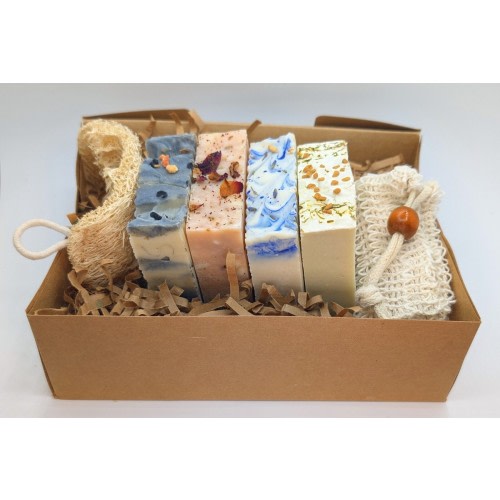 Goat Milk 4 Bar Gift Box - 4-Handmade Bars + Shower Set