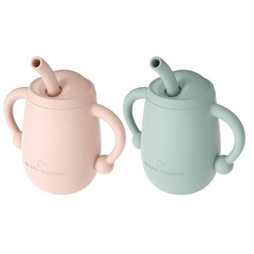 Cuddle Campus 100% Silicone Baby Training Cup, Shatterproof Toddler Sippy Cups with Straw, Open Cup for Baby, 6+ Months 4 Oz