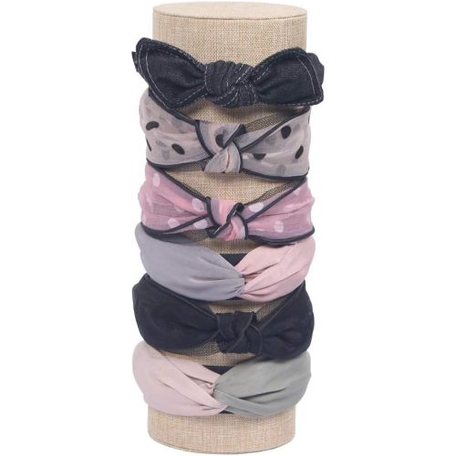 Coward Vertical Headband Holder Hairband Display Stand Storage Headband Organizer for women Baby Girls(14.2" high(yellow linen))