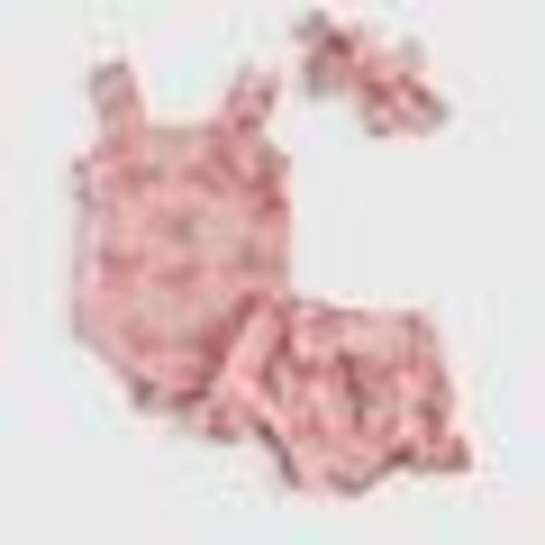 3 Pcs Baby Girly Bow Print Ribbed Set