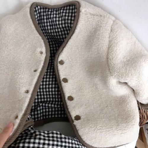 Baby Toddler Plaid Reversible Lambwool Jacket