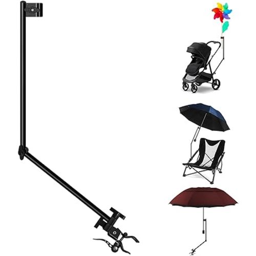 Heavy Duty Umbrella Holder - Adjustable Clamp, Deck Mount, Universal Stand for Mobility, Patio, Stroller, Wheelchair, Beach Chair (Rod only)
