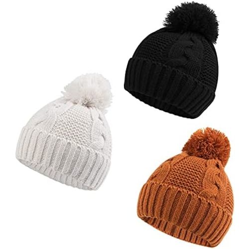 Zsedrut Baby Winter Beanie for Girls Boys Infant Toddler Warm Knit Twist Hat with Pompom