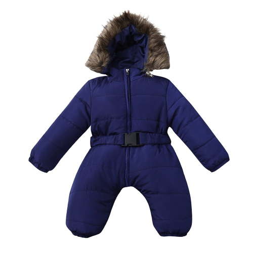 Caqnni Baby Boy Girl Winter Jumpsuit Thick Snowsuit Toddler Jacket Coat Jumpsuit Outdoor Windproof Hooded Romper Coat&jacket Kids Warm Coat (24 Months,Z03-Blue)