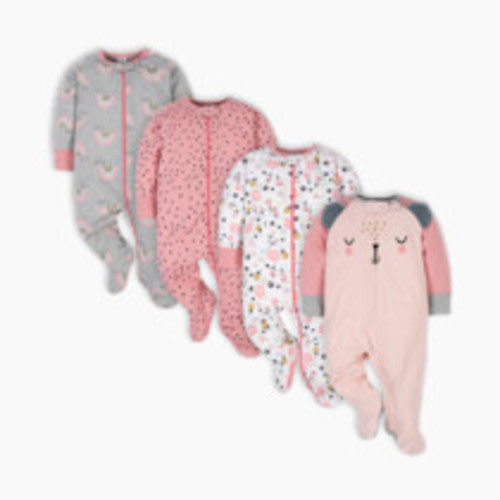 Gerber Baby Girls' 4 Pack Sleep 'N Play Footie
