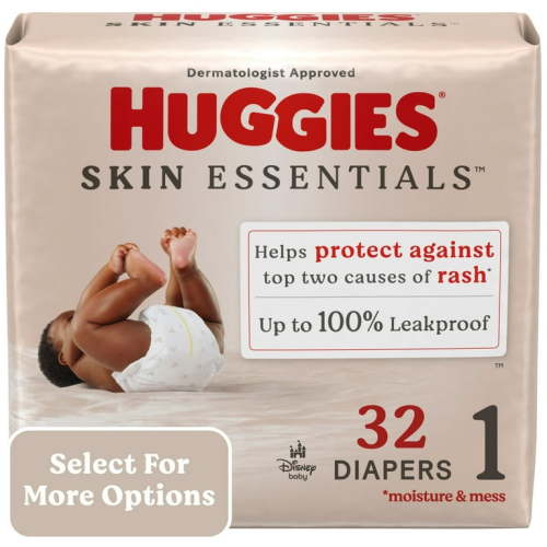 Huggies Skin Essentials Baby Diapers, Size 1 (8-14 lbs), 32 Ct (Select for More Options)