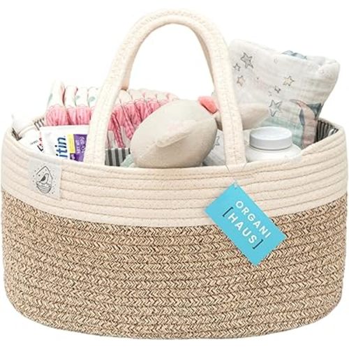 OrganiHaus Brown Baby Diaper Caddy Organizer for Changing Table