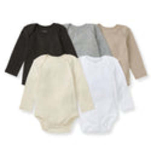 0-3 M Solid Organic Cotton Long Sleeve Baby Bodysuits 5 Pack - Ash – Burt's Bees Baby