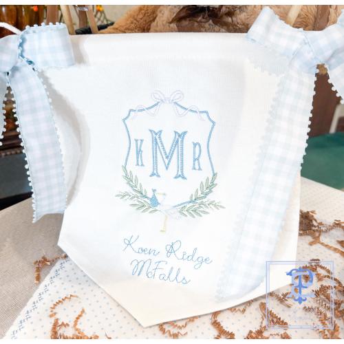 Custom Stork Baby Hospital Banner | Embroidered Birth Announcement | Hospital Door Sign | Welcome Banner | Baby Shower | Bassinet Crib Decor