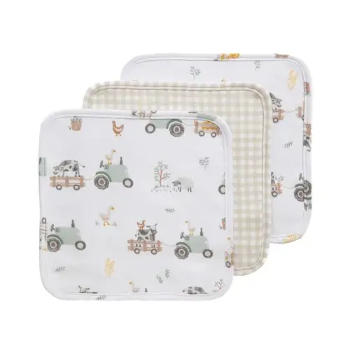 Living Textiles 3 Pack Wash Cloths Tractor Ride | Baby Bunting AU