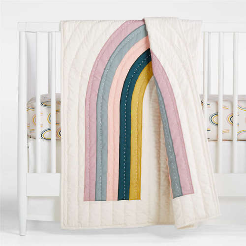 Personalized Asha Organic Cotton Rainbow Baby Crib Quilt