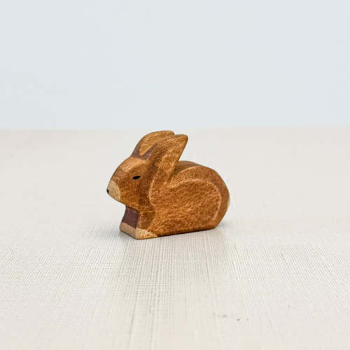 Small Rabbit Sitting - Hand Painted Wooden Animal - HolzWald