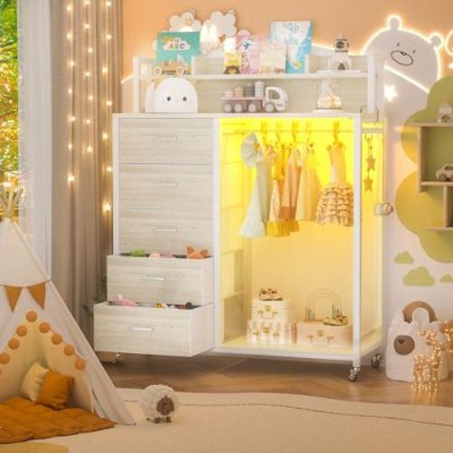 Aheaplus Dresser with 5 Fabric Drawers, Closet Storage