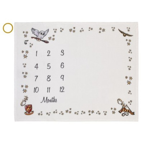 Warner Brothers Harry Potter Magical Moments White and Gold Milestone Baby Blanket