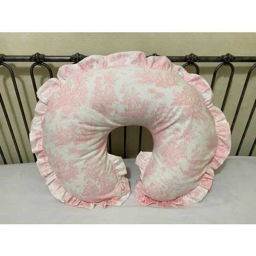 Toile Nursing Pillow Cover with Ruffle: Blue, Pink, Green, Lavender