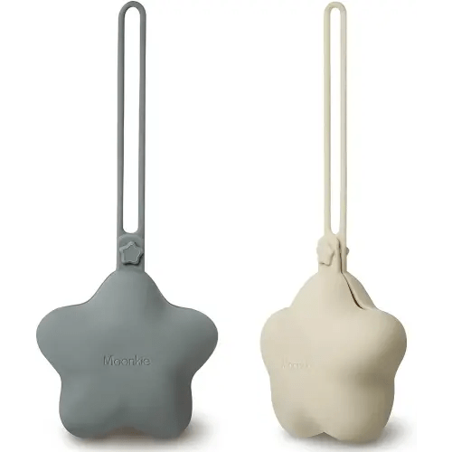Moonkie Silicone Pacifier Holder Case, Cute Portable Pacifier Storage Case, 2 Pack