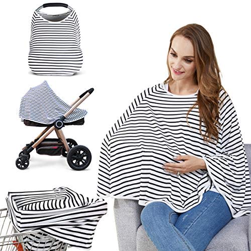  Cotton Nursing Cover - Large Breastfeeding Cover with Built-in  Burp Cloth & Pocket - Soft, Breathable, Chemical-Free, 360° Coverage, Black  Nursing Cover for Breastfeeding by San Francisco Baby : Baby