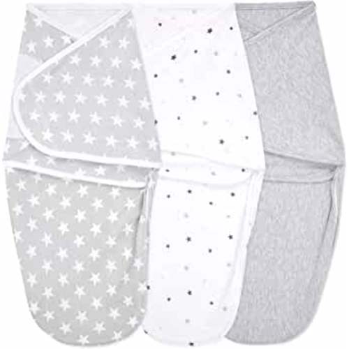 aden + anais, Cotton Knit Baby Wrap, Newborn Wearable Swaddle Blanket, 3 Pack, Twinkle, 0-3 Months