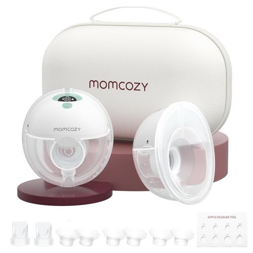 Momcozy M5 Hands-Free Wearable Breast Pump, Double-Sealed Flange for Baby-Like Comfort, 3 Modes & 9 Suction Levels, Portable Electric Pump – 24mm, 2-Pack Mint