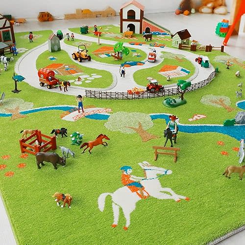 IVI Farm Soft Thick Nursery 3D Play Mat Rug Non-Toxic Hypo-Allergenic, Stain-Resistant for Baby, Toddler, Children Educational Playroom and Bedroom, 59" L x 39" W