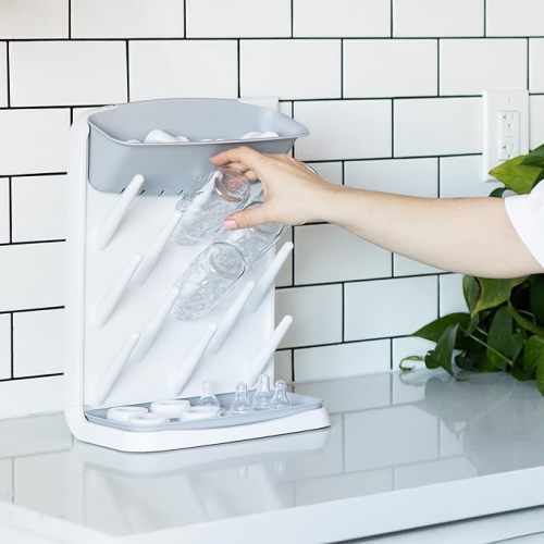 Ubbi Vertical Baby Bottle Drying Rack, Countertop Drying Rack Baby Accessory, Gray - Gray Bottle Drying Rack
