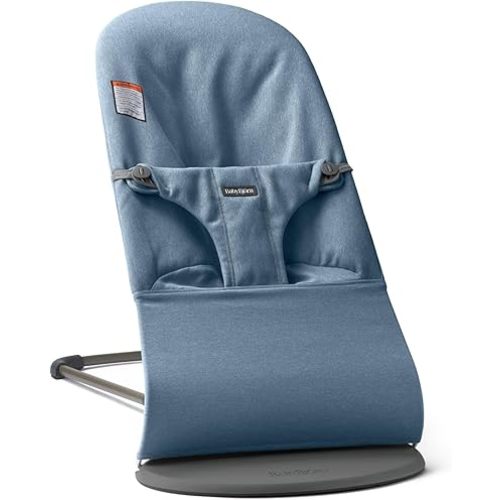 BabyBjörn Bouncer Bliss, Woven mélange, Blue | 2-in-1 Adjustable Baby Bouncer Seat and Toddler Chair, Newborn to Toddler (8-29 lbs), 4 Positions, Lightweight & Portable