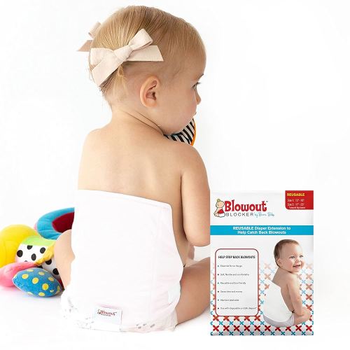 Diaper Extender - White, Waist Size 13-18 Inches | Washable & Reusable Diaper Extension for Disposable Diapers and Cloth Diapers | Leakproof Diaper Cover to Catch Diaper Blowout
