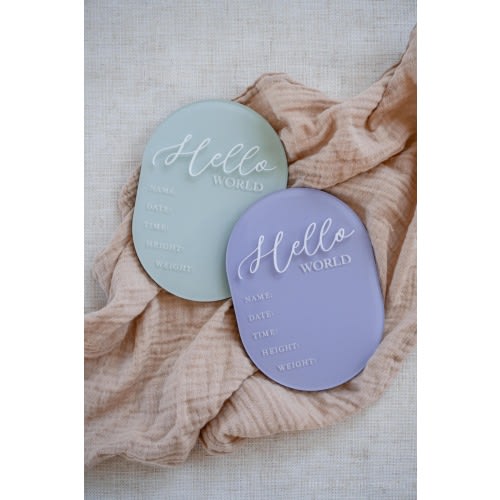 Acrylic Hello World Birth Stats Sign