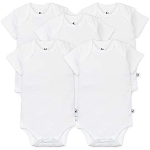 HonestBaby 5-pack Short Sleeve Bodysuits One-piece 100% Organic Cotton for Infant Baby Boys