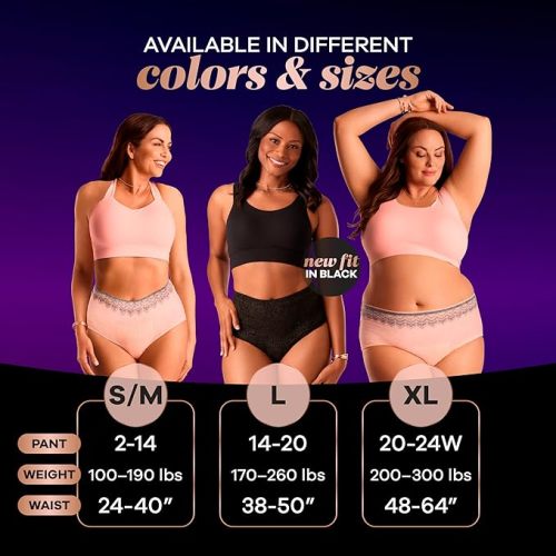 Always Discreet Boutique Incontinence and Postpartum Underwear for Women, Maximum Protection, L, Black, 18 Count (Packaging May Vary) - Large