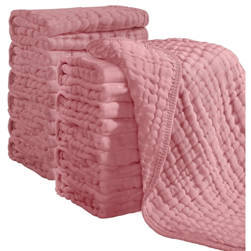 Looxii Muslin Burp Cloths 100% Cotton Muslin Cloths 12 Pack Large 20''x10'' Extra Soft and Absorbent Baby Burping Cloth for Boys and Girls (Bean Paste)