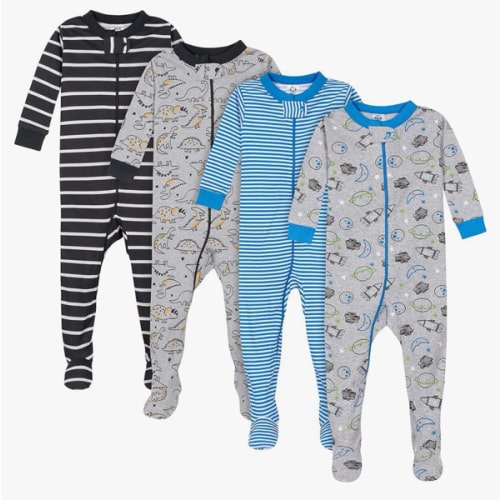 Gerber baby-boys Baby-boys 4-pack Footed Pajamas
