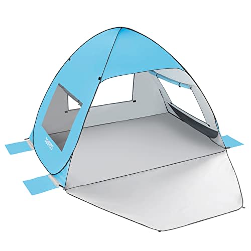 TOBTOS UPF 50+ Pop Up Beach Tent, Easy Set Up Beach Umbrella, Sun Shelter for 2-3 People UV Protection Portable Sunshade, Baby Canopy Cabana, Lightweight with Carry Bag