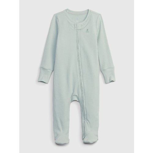 Baby First Favorites TinyRib Footed One-Piece in frothy aqua blue, size: 3-6 M
